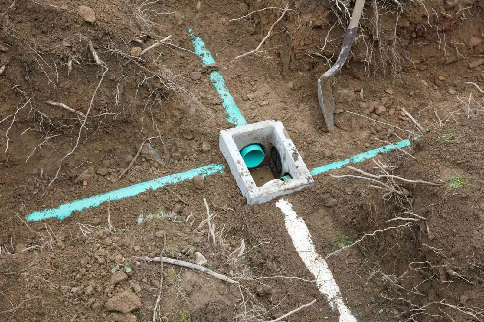 Concrete distribution box exposed during a septic system repair in Lakeland, FL