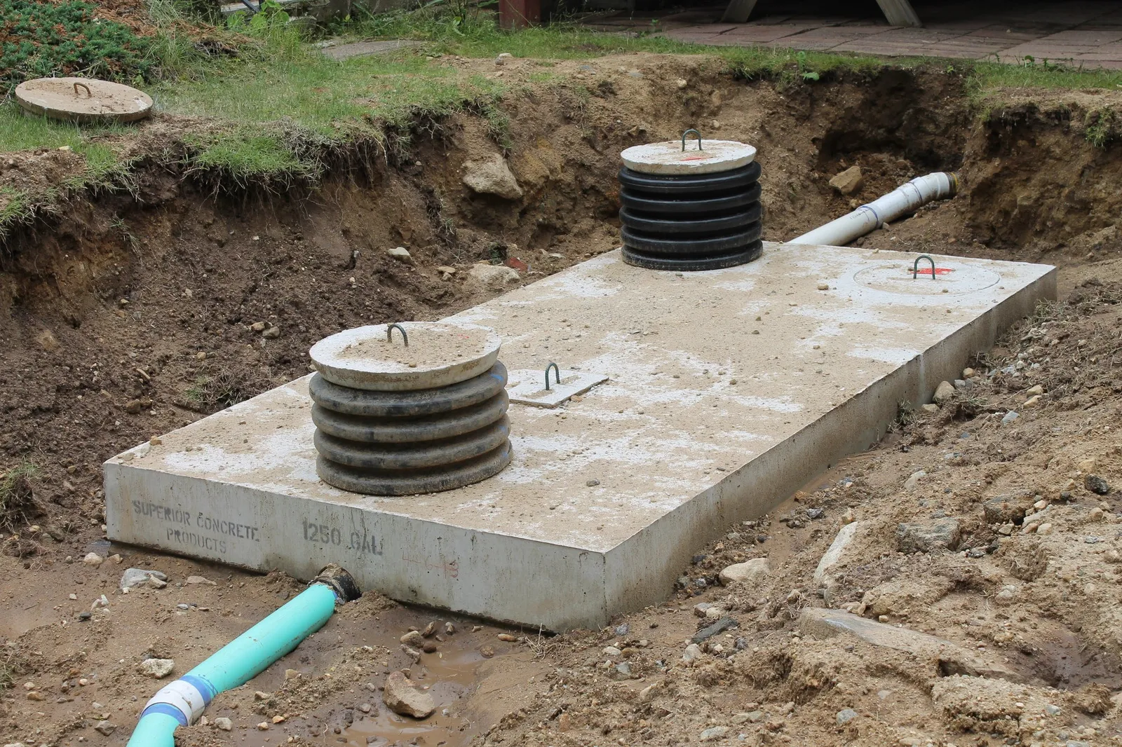 Septic tank risers exposed for an inspection at a Lakeland, FL home