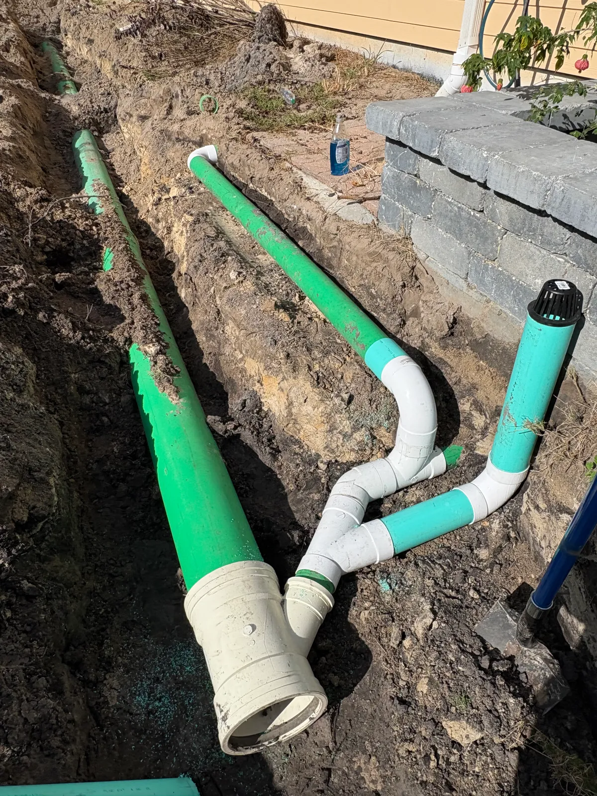 Septic line trench excavated for a repair in Polk County, FL